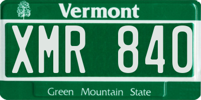 VT license plate XMR840
