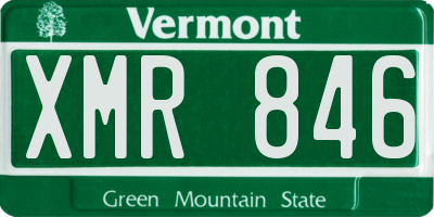 VT license plate XMR846