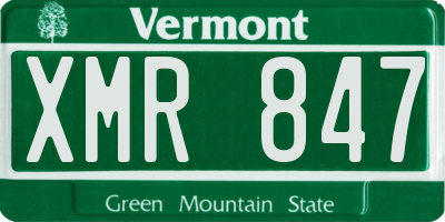 VT license plate XMR847