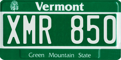 VT license plate XMR850