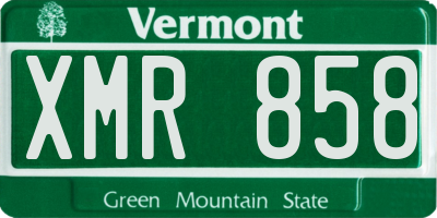 VT license plate XMR858