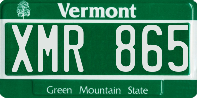 VT license plate XMR865