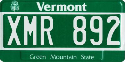 VT license plate XMR892
