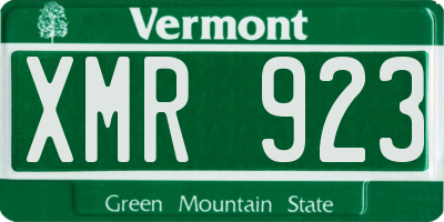 VT license plate XMR923