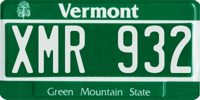 VT license plate XMR932