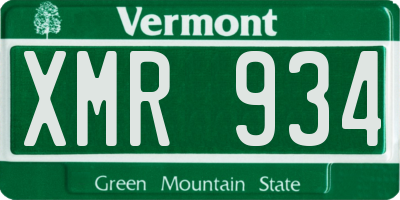 VT license plate XMR934