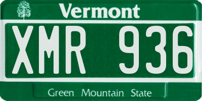 VT license plate XMR936