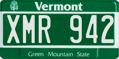 VT license plate XMR942