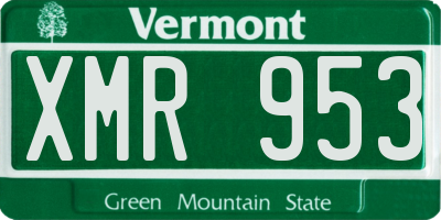 VT license plate XMR953