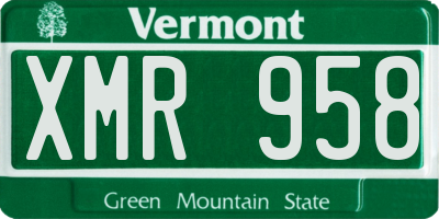 VT license plate XMR958