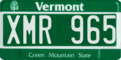 VT license plate XMR965