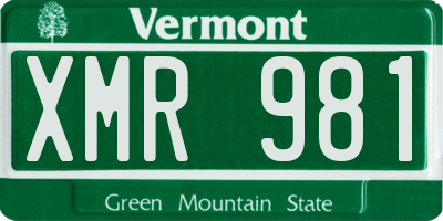 VT license plate XMR981