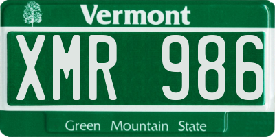 VT license plate XMR986