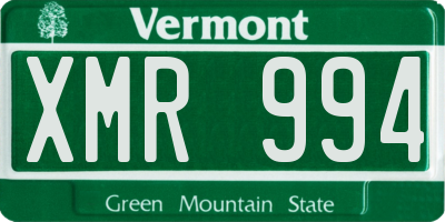 VT license plate XMR994