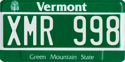 VT license plate XMR998