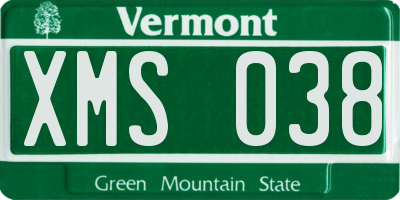VT license plate XMS038