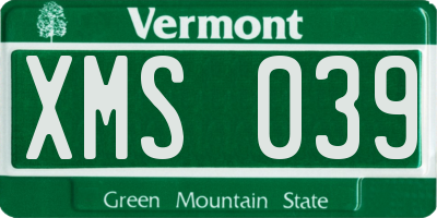 VT license plate XMS039