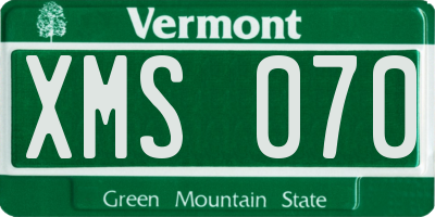 VT license plate XMS070