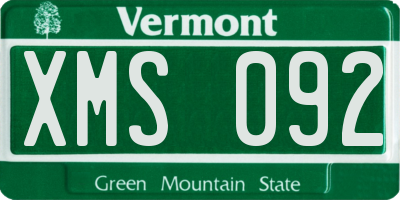VT license plate XMS092