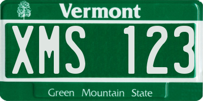 VT license plate XMS123