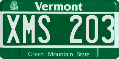 VT license plate XMS203
