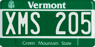 VT license plate XMS205