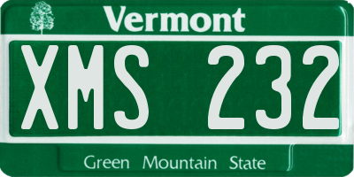VT license plate XMS232