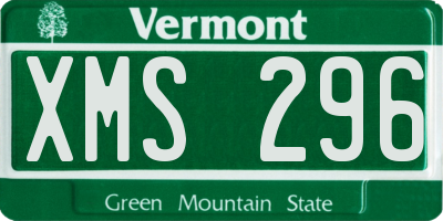 VT license plate XMS296