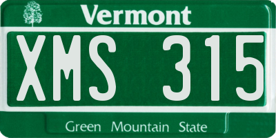 VT license plate XMS315