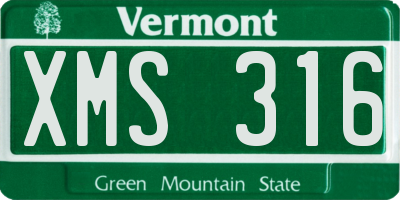 VT license plate XMS316