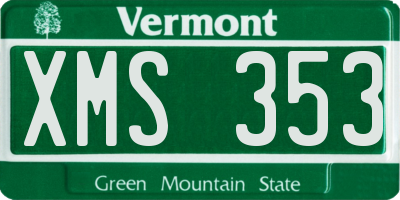VT license plate XMS353