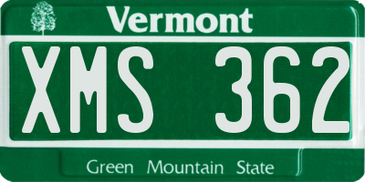 VT license plate XMS362
