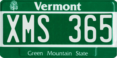 VT license plate XMS365