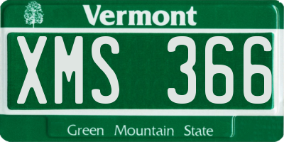 VT license plate XMS366