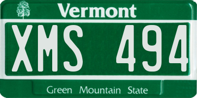 VT license plate XMS494