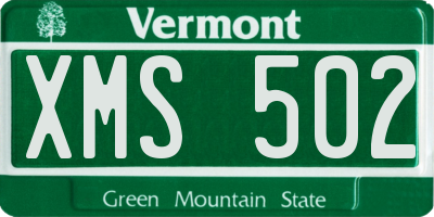 VT license plate XMS502