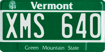 VT license plate XMS640