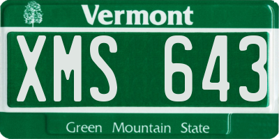 VT license plate XMS643