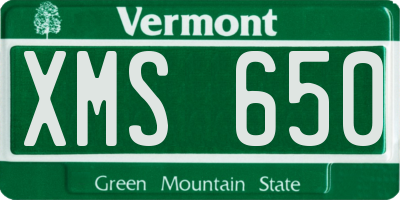 VT license plate XMS650