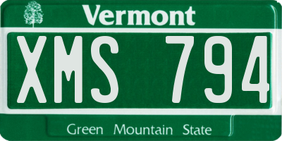 VT license plate XMS794