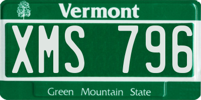 VT license plate XMS796