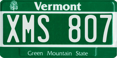 VT license plate XMS807