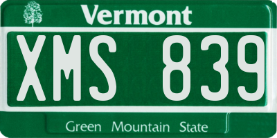 VT license plate XMS839