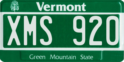 VT license plate XMS920