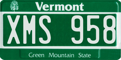 VT license plate XMS958