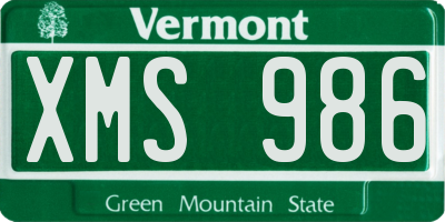 VT license plate XMS986