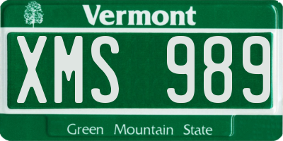 VT license plate XMS989