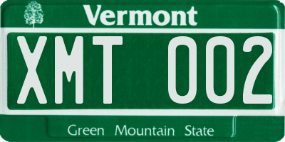 VT license plate XMT002