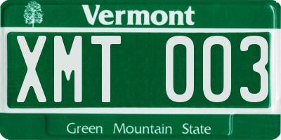 VT license plate XMT003