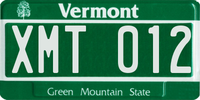 VT license plate XMT012